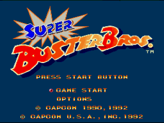 Super Buster Bros. title screen for Super Nintendo